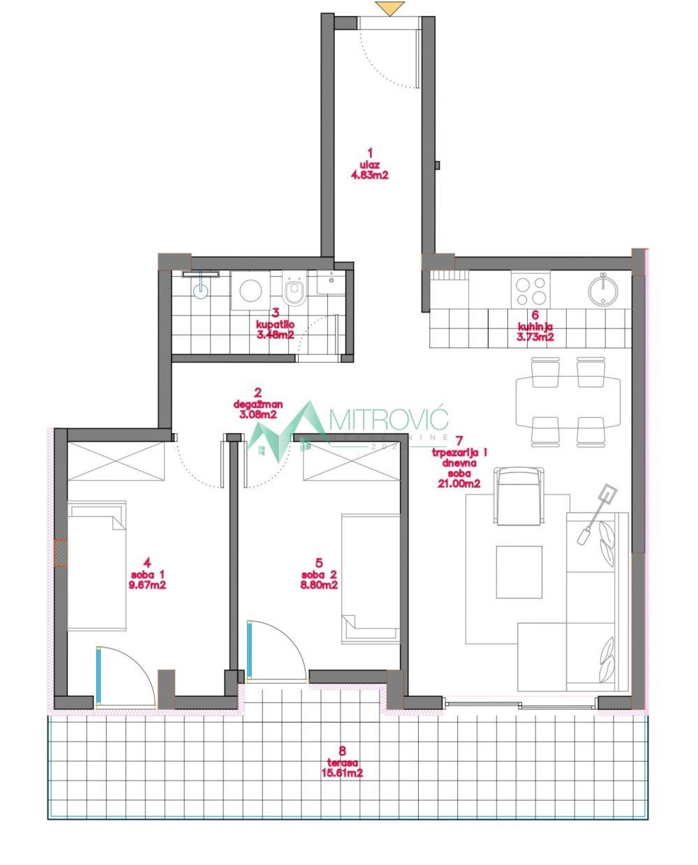Glavna slika -Trosoban stan na prodaju, 68m2, 177.440€