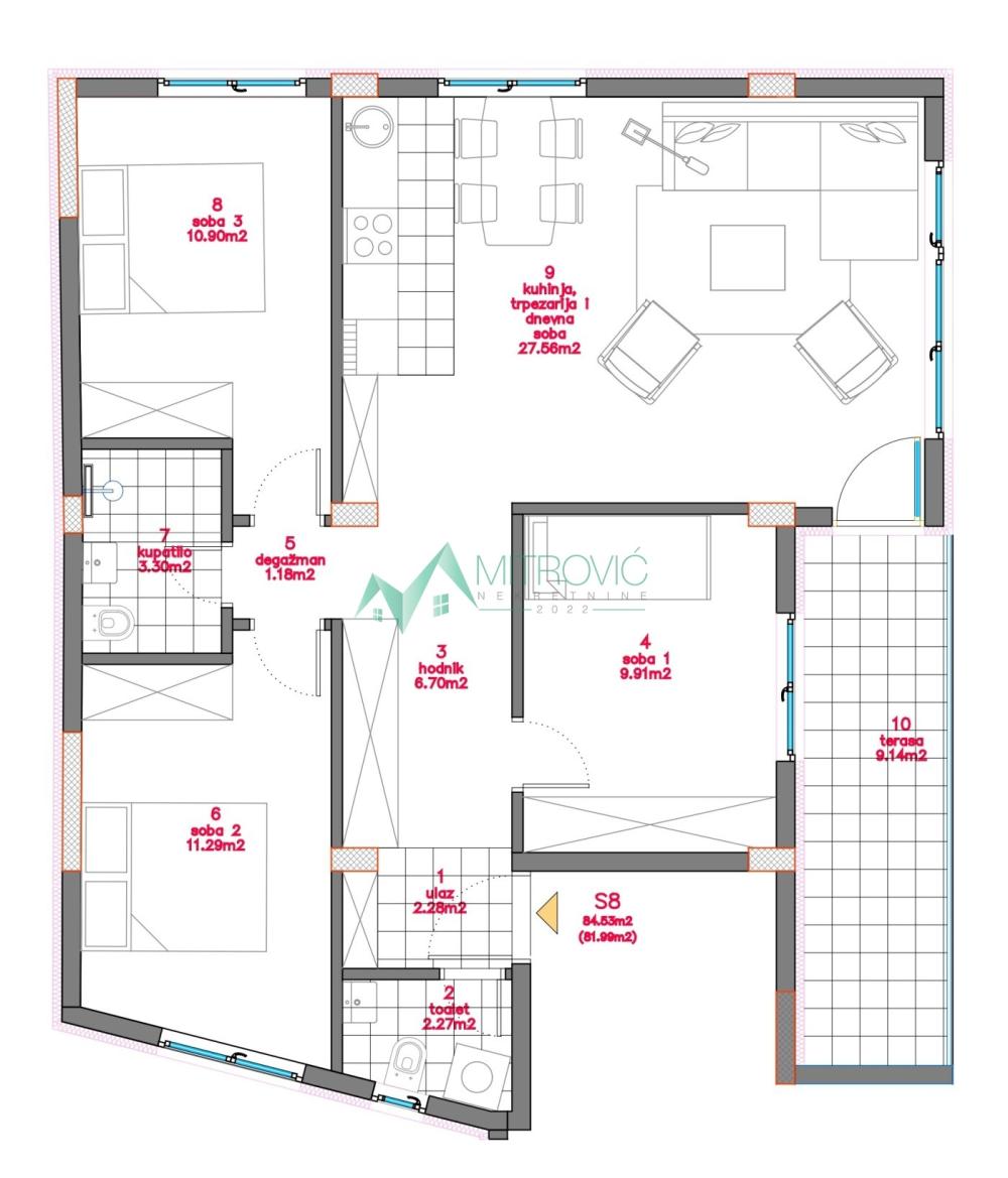 Slika 1 - Četvorosoban stan na prodaju, 82m2, 213.660€