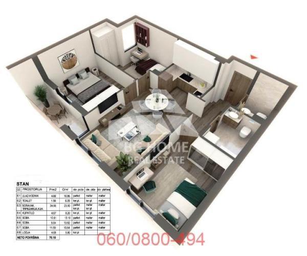 Glavna slika -Cara Dušana, Četvorosoban stan na prodaju, 70m2, 210.300€