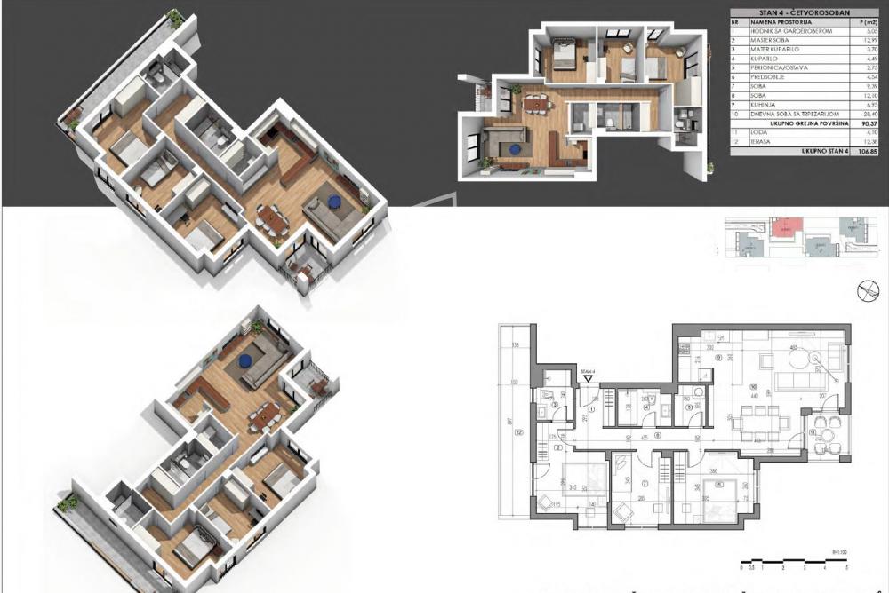 Slika 11 - Bežanijskih Ilegalaca, Četvorosoban stan na prodaju, 107m2, 434.879€