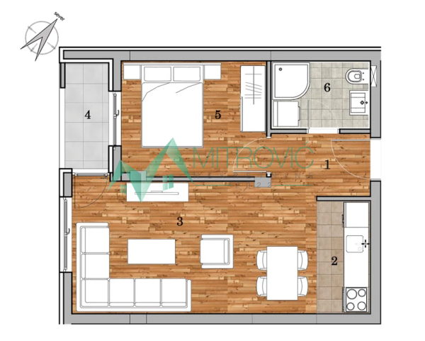 Glavna slika -Jednoiposoban stan na prodaju, 42m2, 125.513€