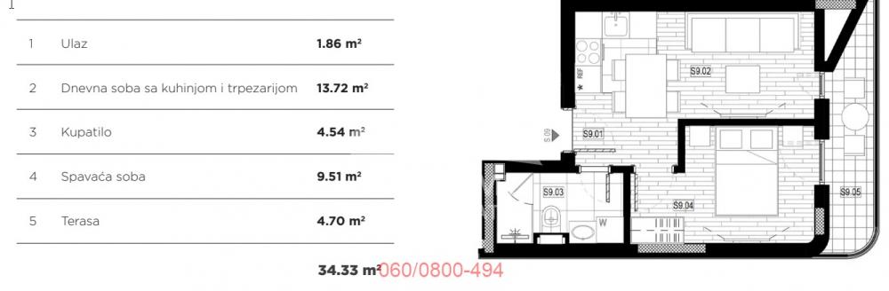 Slika 1 - Braće Kovač, Dvosoban stan na prodaju, 34m2, 136.500€