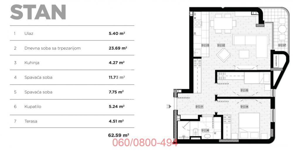 Slika 1 - Braće Kovač, Dvosoban stan na prodaju, 63m2, 244.101€