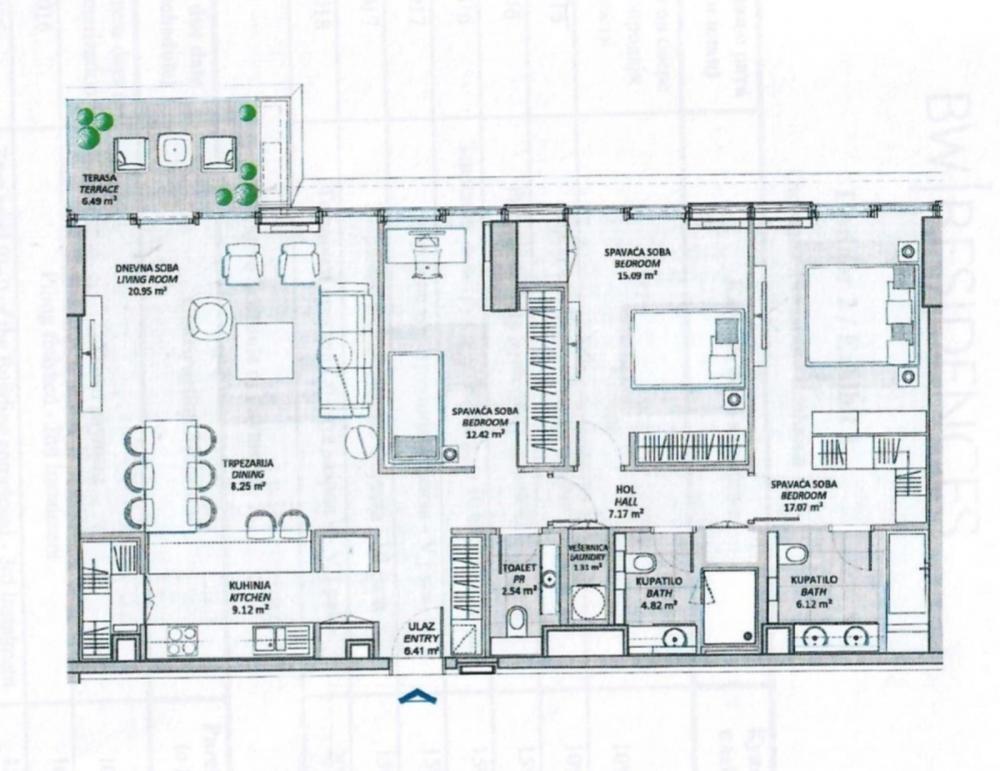 Slika 2 - Hercegovačka, Četvorosoban stan za izdavanje, 117m2, 3.000€