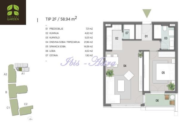 Slika 1 - Đorđa Stanojevića, Dvosoban stan na prodaju, 59m2, 233.500€