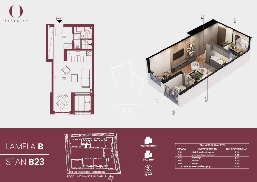 Slika 1 - Ovčanski put, Jednosoban stan na prodaju, 36m2, 75.825€