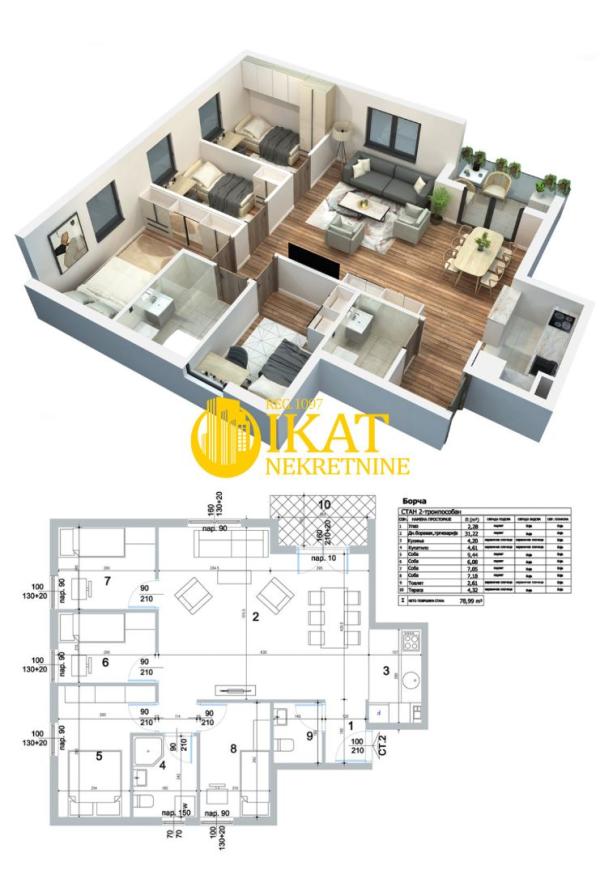 Slika 4 - Ivana Milutinovića, Četvoroiposoban stan na prodaju, 79m2, 172.062€