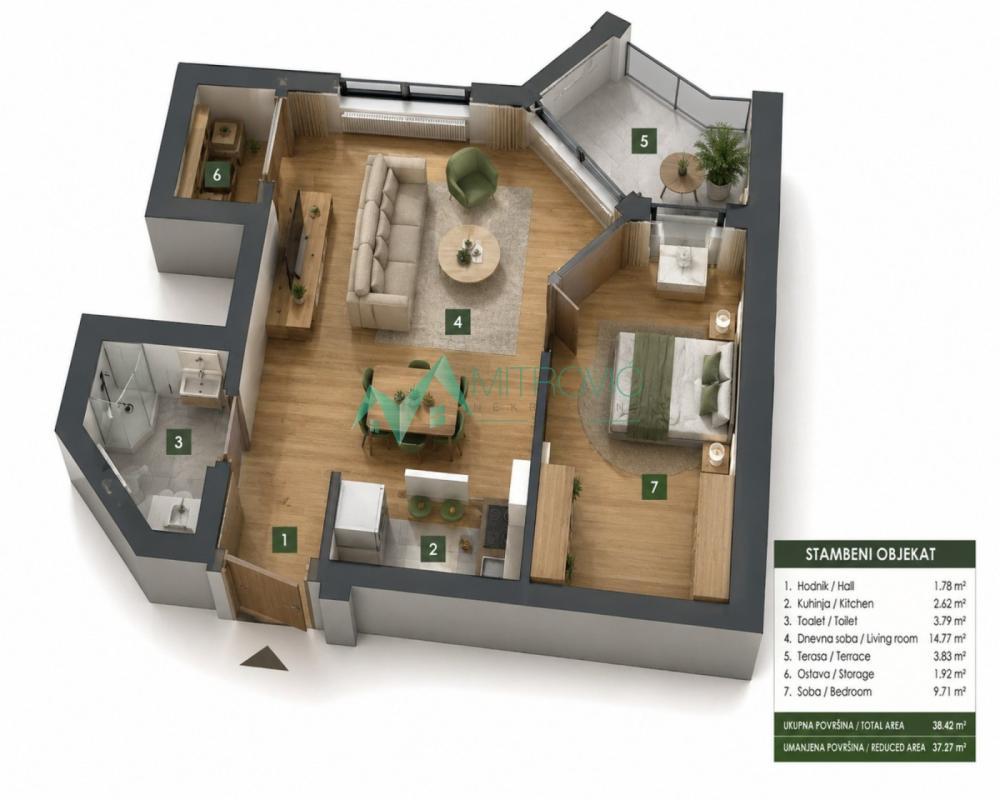 Glavna slika -Dvosoban stan na prodaju, 37m2, 143.571€