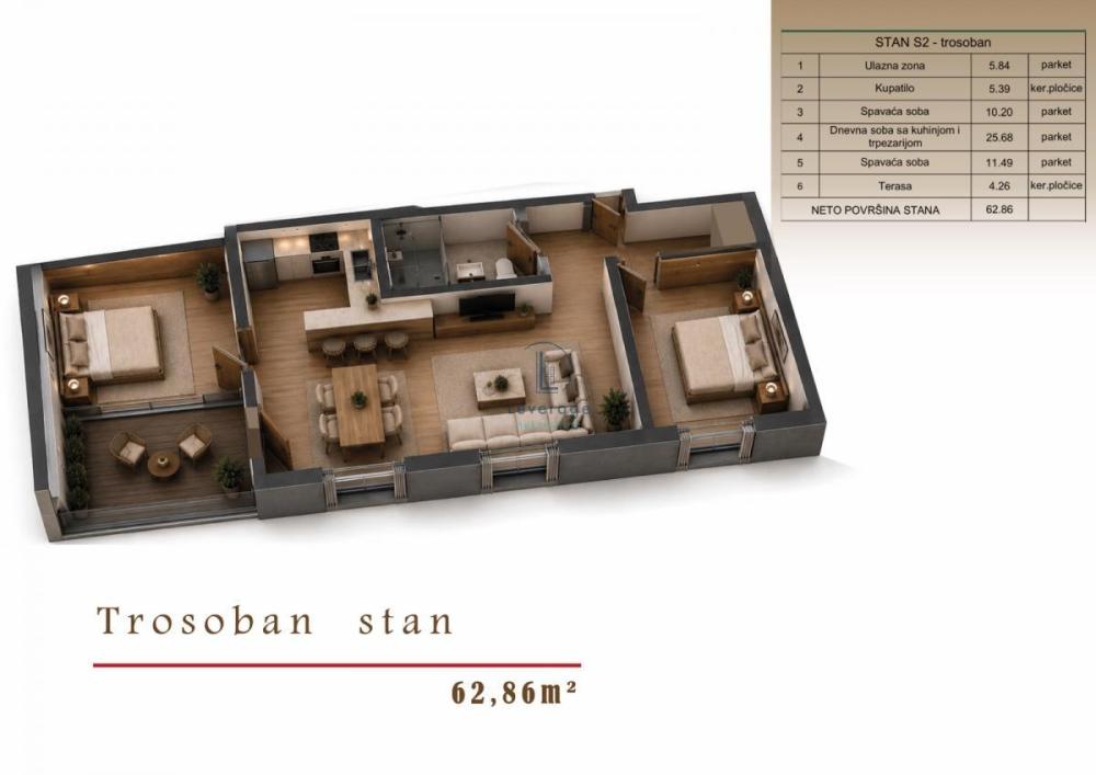 Slika 2 - Trosoban stan na prodaju, 62m2, 200.009€