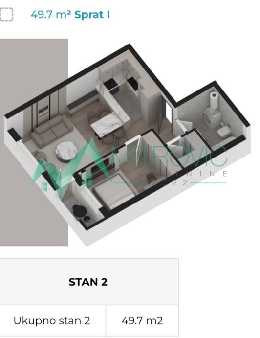 Slika 1 - Dvosoban stan na prodaju, 50m2, 149.350€