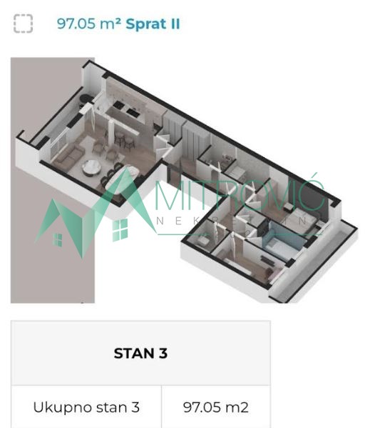 Slika 2 - Trosoban stan na prodaju, 97m2, 259.899€