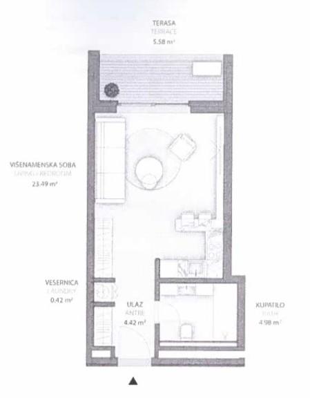 Slika 1 - Batutova, Jednosoban stan za izdavanje, 39m2, 650€