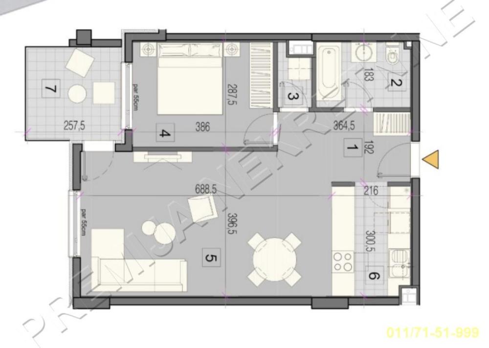 Slika 1 - Kumodraška, Dvosoban stan na prodaju, 63m2, 220.500€