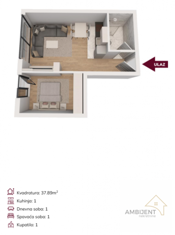 Slika 4 - Dvosoban stan na prodaju, 37m2, 109.881€