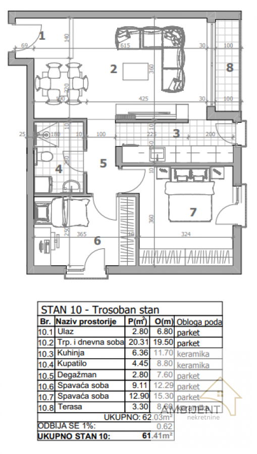 Slika 4 - Trosoban stan na prodaju, 61m2, 171.948€