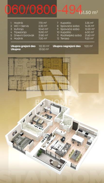 Slika 1 - Bože Jankovića, Četvorosoban stan na prodaju, 132m2, 539.000€