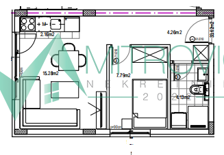 Slika 2 - Jednoiposoban stan na prodaju, 33m2, 60.500€