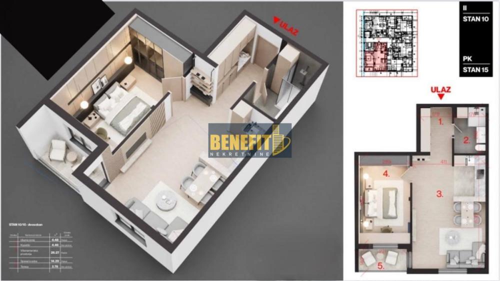 Slika 1 - Dvosoban stan na prodaju, 54m2, 136.119€