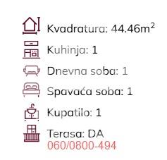 Slika 1 - Beranska, Dvosoban stan na prodaju, 44m2, 128.934€