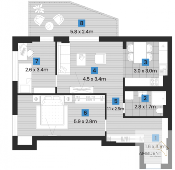 Slika 5 - Dvosoban stan na prodaju, 78m2, 213.568€