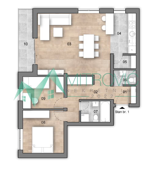 Glavna slika -Dvoiposoban stan na prodaju, 63m2, 123.300€