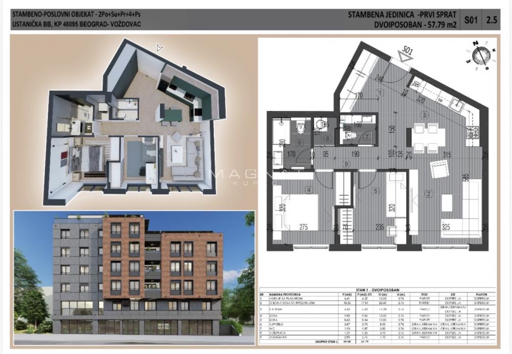 Slika 6 - Ustanička, Dvoiposoban stan na prodaju, 58m2, 208.800€
