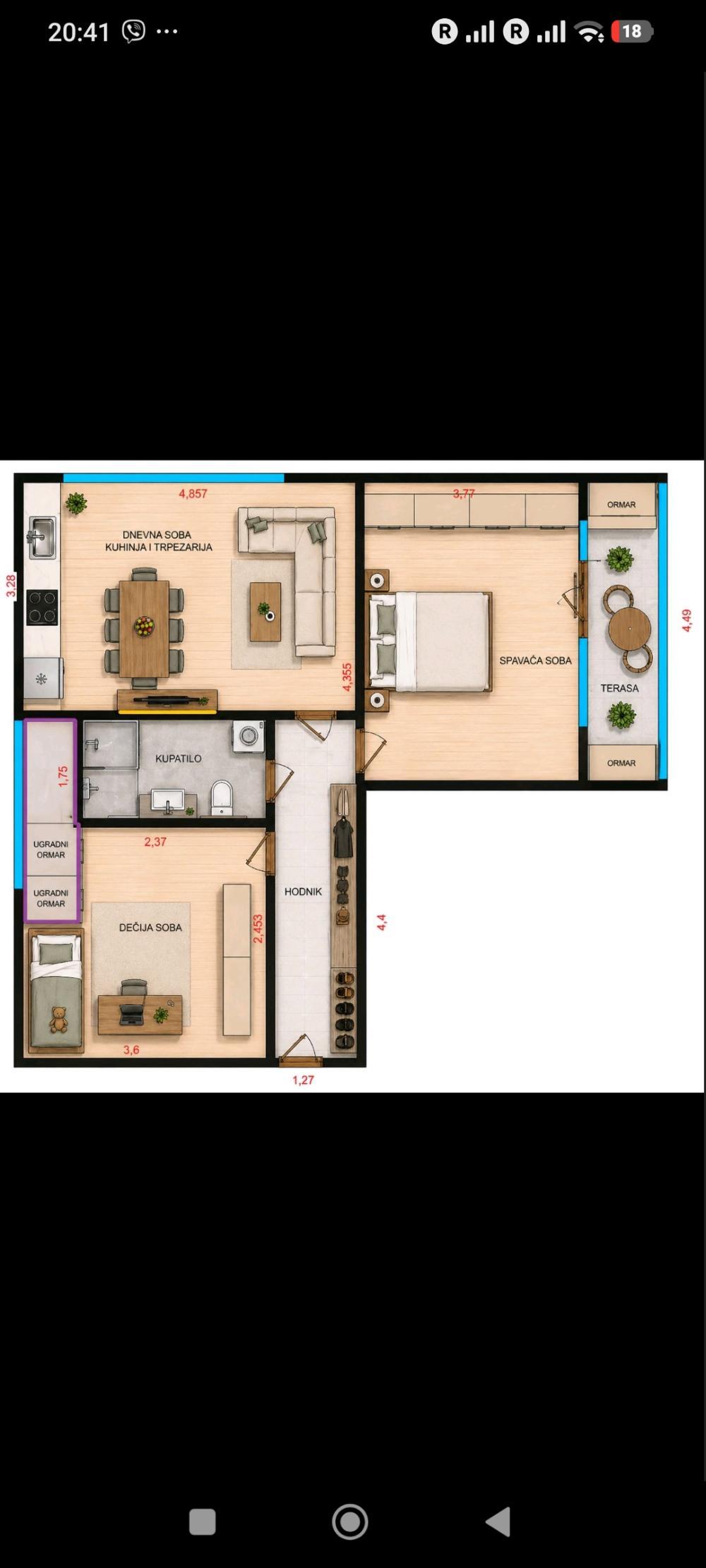 Glavna slika -Lazara Savatića, Trosoban stan za izdavanje, 62m2, 600€