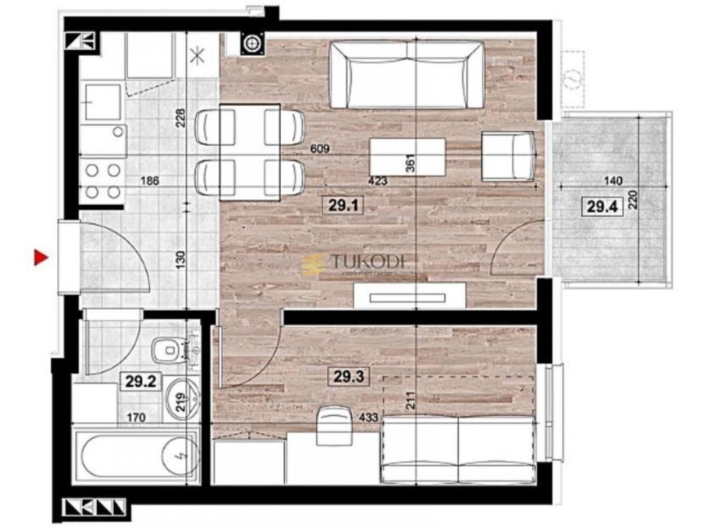 Slika 2 - Jednoiposoban stan za izdavanje, 40m2, 600€