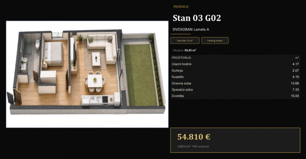 Slika 2 - Jednoiposoban stan na prodaju, 30m2, 54.810€