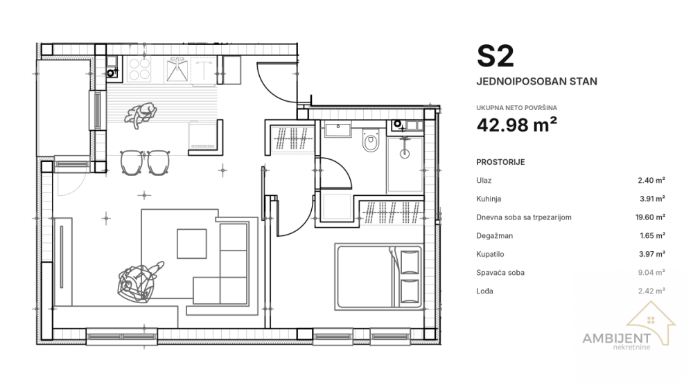 Slika 9 - Dvosoban stan na prodaju, 42m2, 96.750€