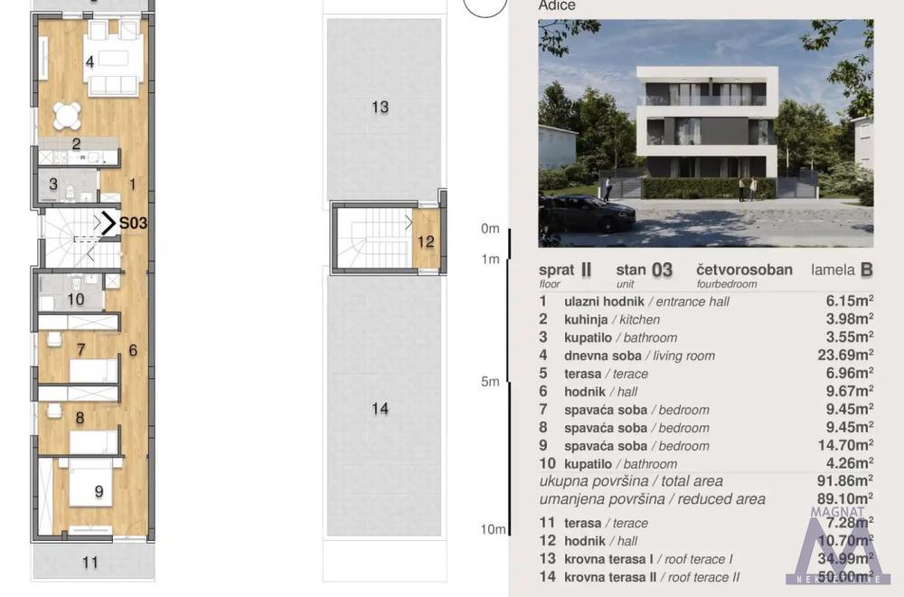 Glavna slika -Četvorosoban stan na prodaju, 89m2, 183.500€
