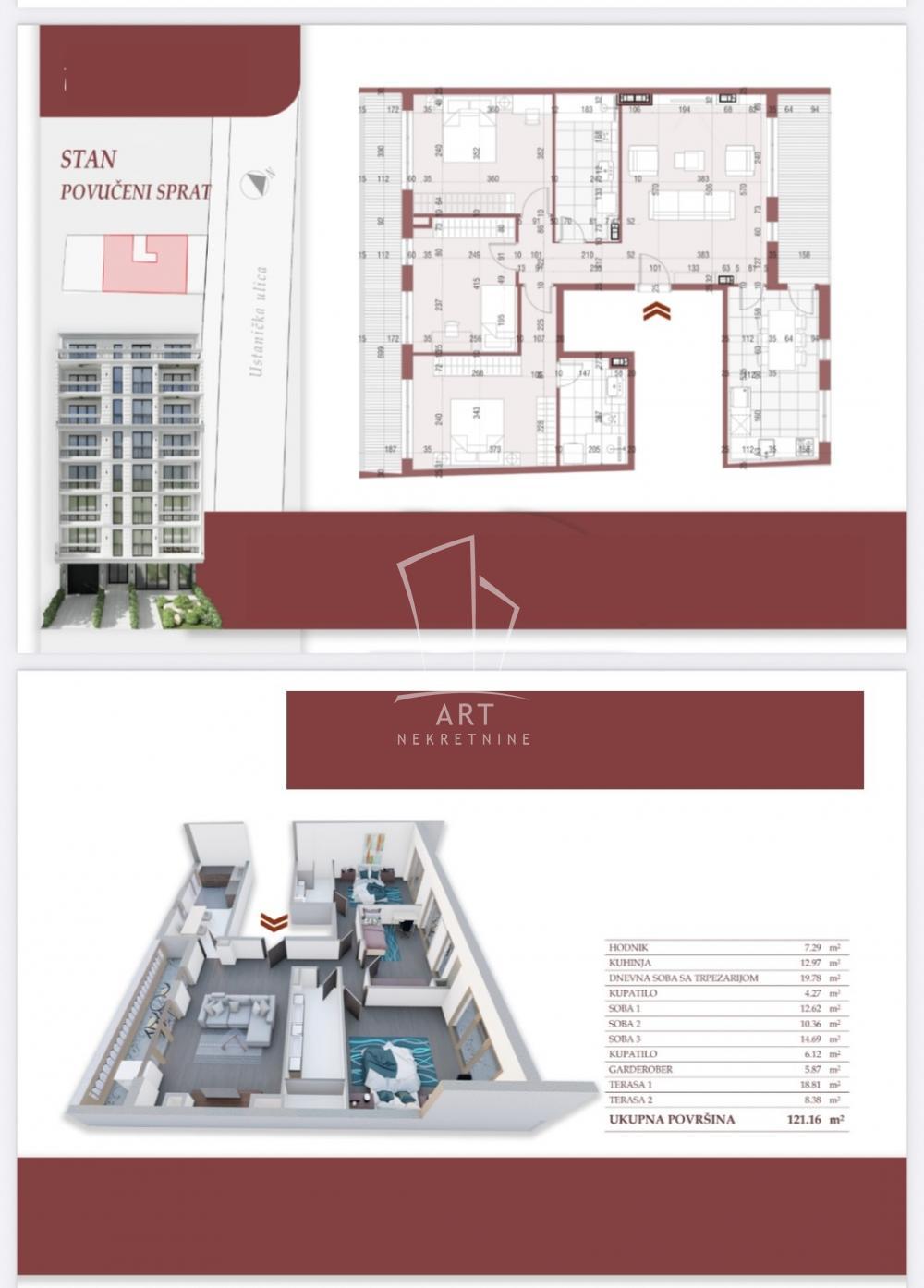 Glavna slika -Ustanička, Četvorosoban stan na prodaju, 121m2, 419.820€