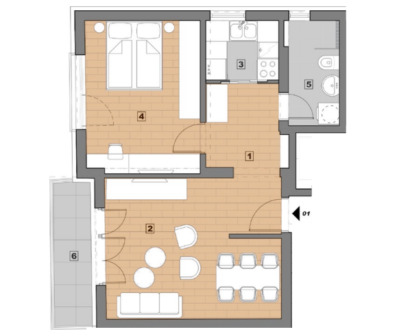 Glavna slika -Kod drugog kružnog toka, Jednoiposoban stan na prodaju, 50.27m2, 110.700€