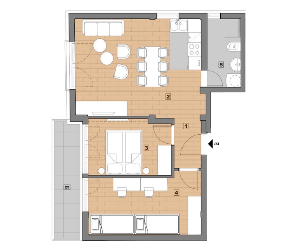 Glavna slika -Pored drugog kružnog toka, Dvoiposoban stan na prodaju, 57.61m2, 138.500€