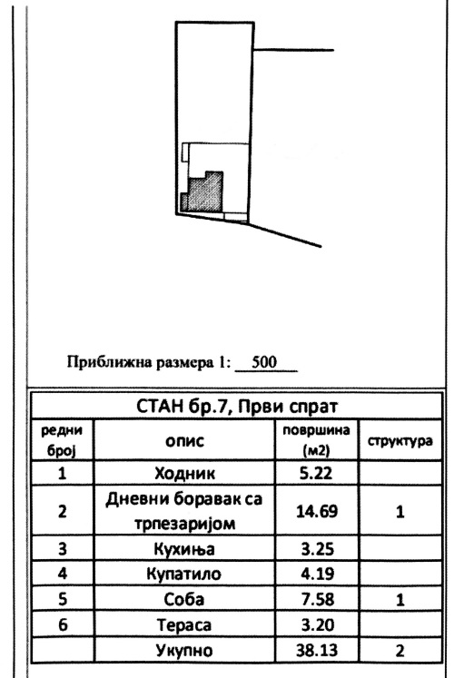Slika 1 - Jednoiposoban stan na prodaju, 38m2, 100.320€