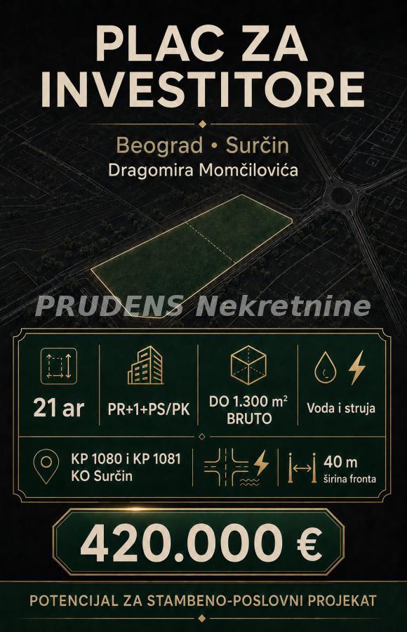 Slika 1 - Dragomira Momčilovića Plac na prodaju, Surčin, Surčin (mesto), 420.000€