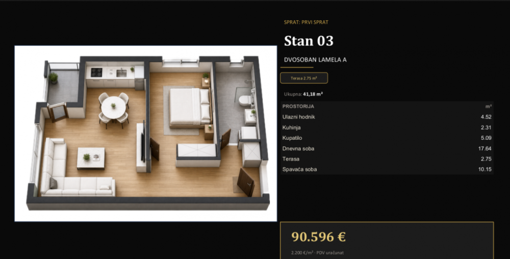 Slika 7 - Dvosoban stan na prodaju, 39m2, 86.152€