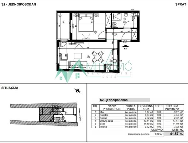 Slika 1 - Dvosoban stan na prodaju, 42m2, 95.611€