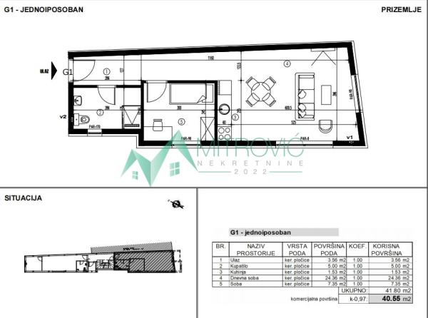 Slika 1 - Dvosoban stan na prodaju, 41m2, 72.990€