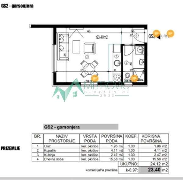 Slika 1 -  Stan na prodaju, 24m2, 42.630€