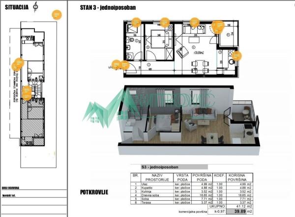 Slika 2 - Dvosoban stan na prodaju, 40m2, 82.173€