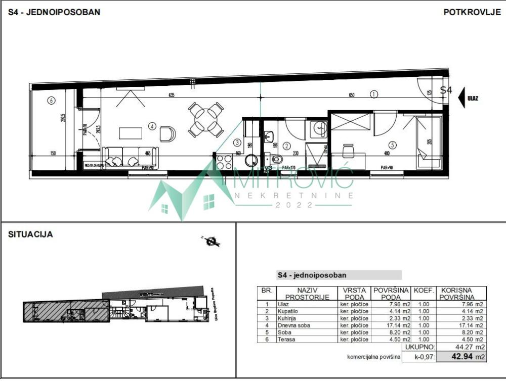 Slika 1 - Dvosoban stan na prodaju, 43m2, 98.762€