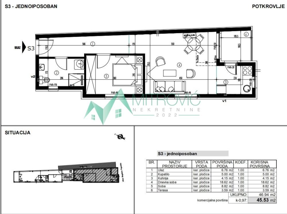 Slika 1 - Dvosoban stan na prodaju, 46m2, 104.719€