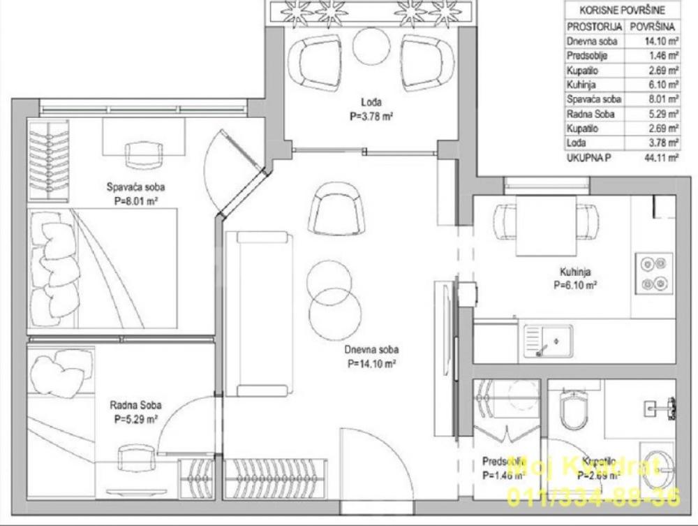 Slika 10 - Dvoiposoban stan na prodaju, 44m2, 198.000€