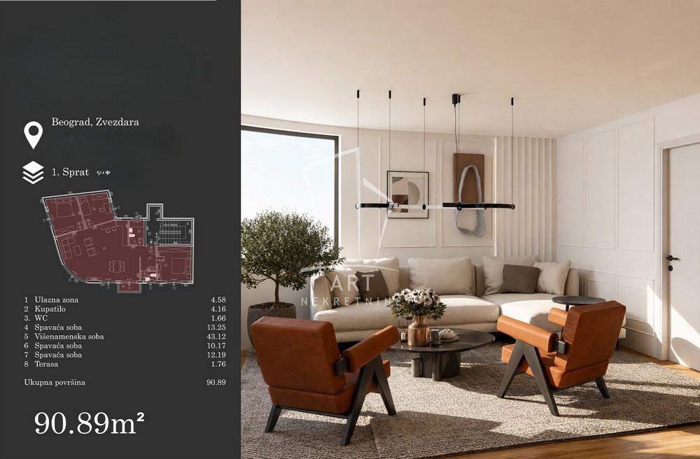 Slika 2 - Dr Velizara Kosanovića, Četvorosoban stan na prodaju, 91m2, 300.000€