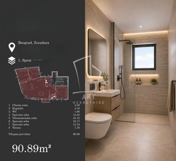 Slika 6 - Dr Velizara Kosanovića, Četvorosoban stan na prodaju, 91m2, 300.000€