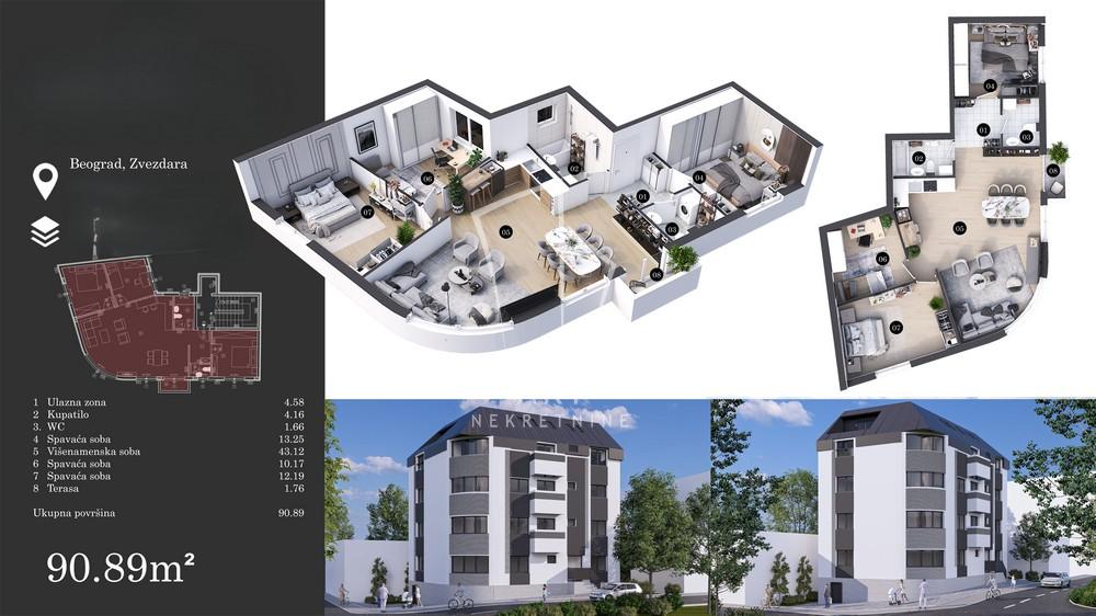 Slika 7 - Dr Velizara Kosanovića, Četvorosoban stan na prodaju, 91m2, 300.000€