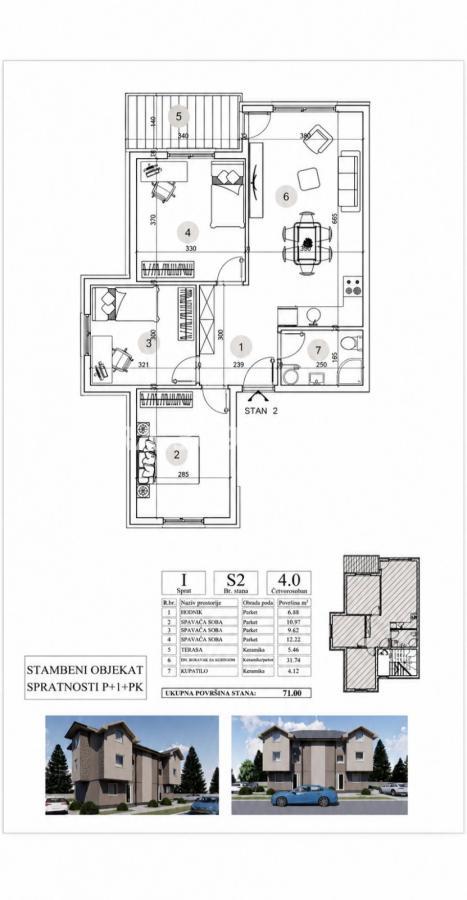 Slika 1 - Troiposoban stan na prodaju, 71m2, 146.260€