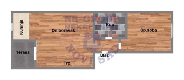 Glavna slika -Dvosoban stan na prodaju, 46m2, 100.270€