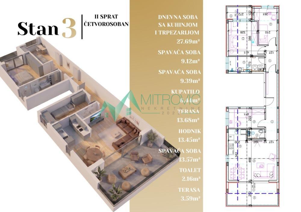 Glavna slika -Četvorosoban stan na prodaju, 97m2, 203.600€